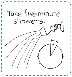 Five minute showers